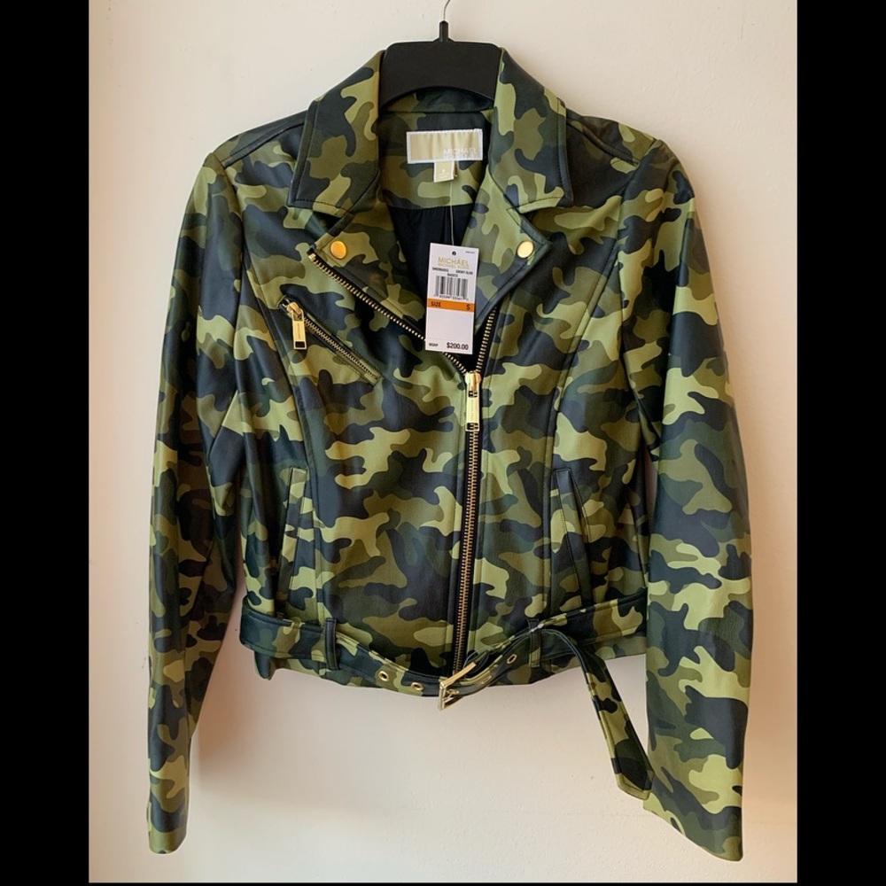 NWT Michael Kors Camoflauge Faux Leather Jacket